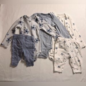 Newborn Floral and Striped Baby Outfit Set